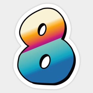 Number 8, Eight - beach colors Sticker